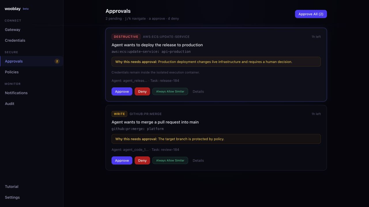 Agent Firewall approval queue